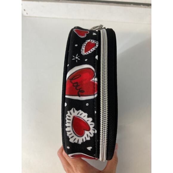 BRIGHTON NWT BLACK RED CANVAS HEART PRINT TRAVEL JEWLERY BOX - Picture 6 of 16